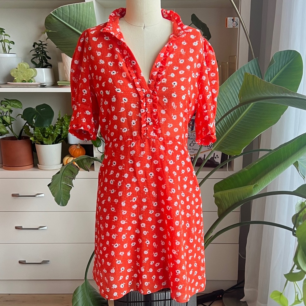 Zara red chiffon dress